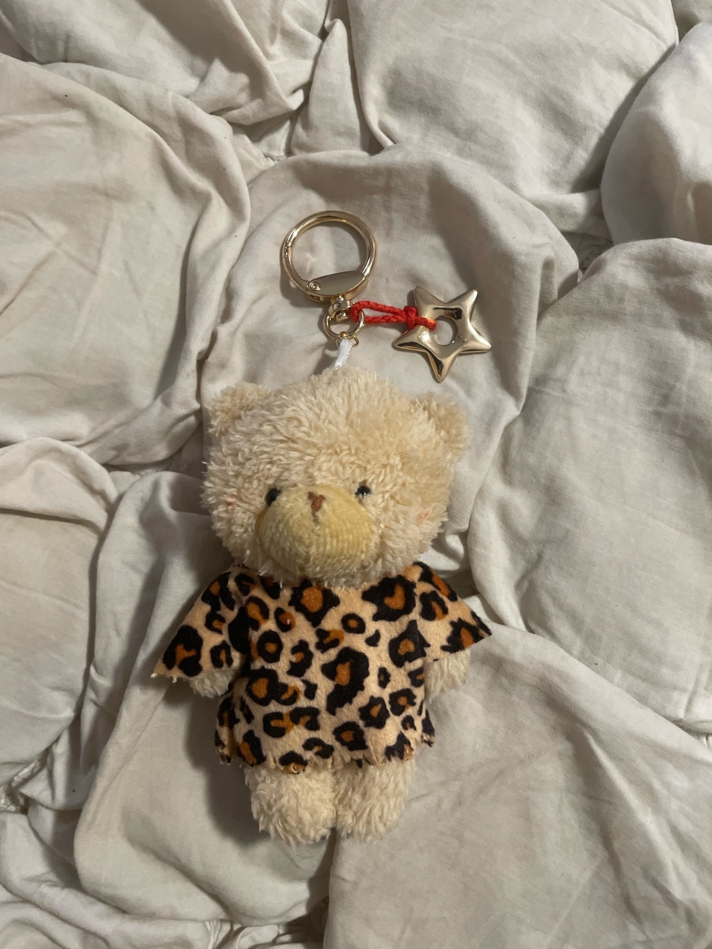 Free People Leopard Print Teddy Bear Bag Charm